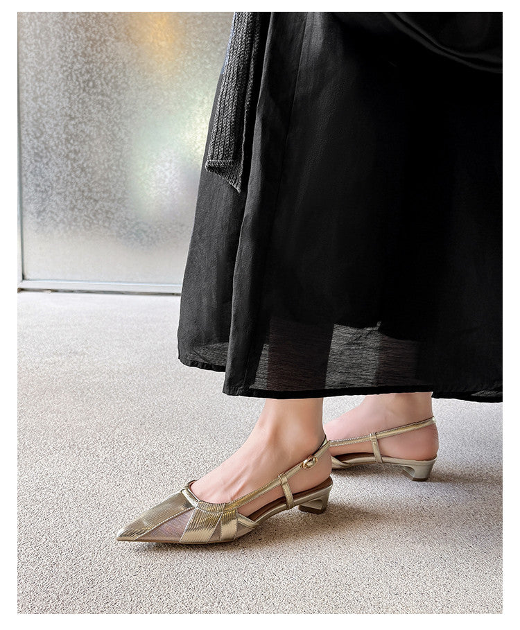 Karin Luna In Stock Spot Goods  Mesh Patchwork Pointed Toe Elegant Closed-Toe Sandals