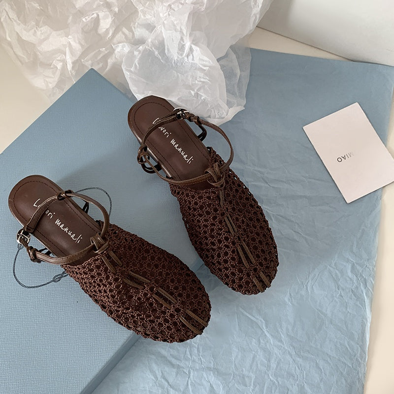 Karin Luna In Stock Spot Goods  Resort Style Series~Casual woven closed-toe flat sandals