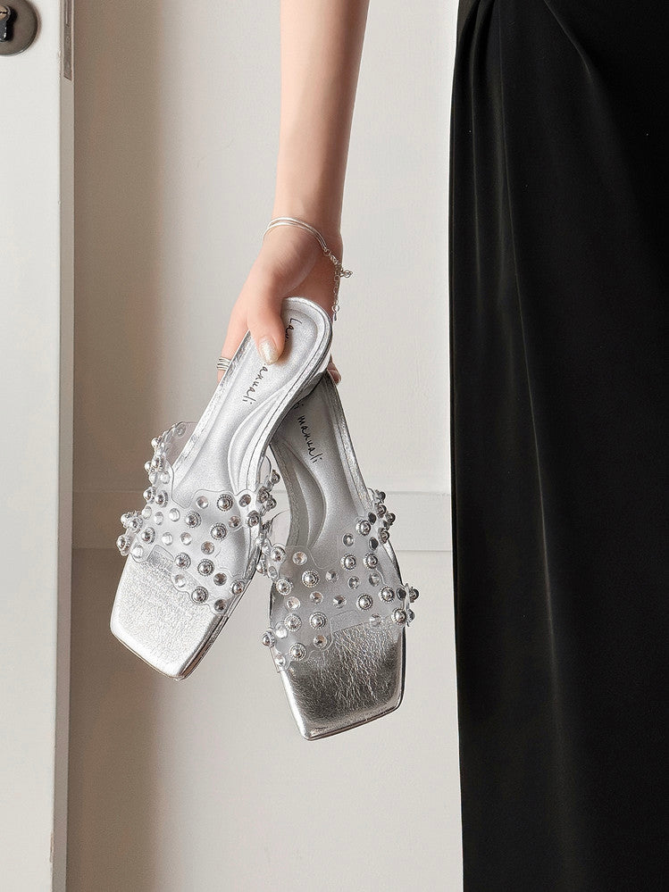 Karin Luna In Stock Spot Goods Classic versatile transparent sequin slippers