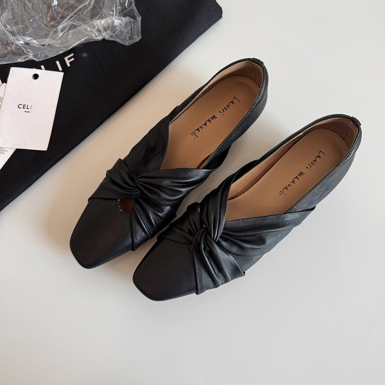 Karin Luna Cross Design Square Toe Hidden Wedge Shoes