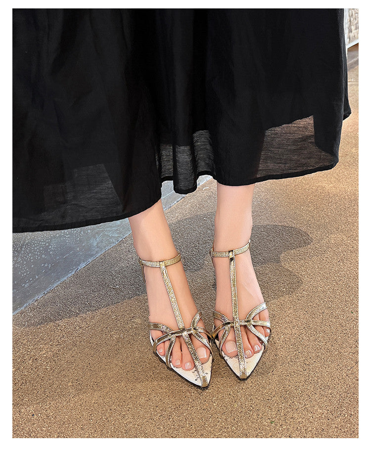 Karin Luna In Stock Spot Goods  French-style Hollow-out Thin Strap Sandals