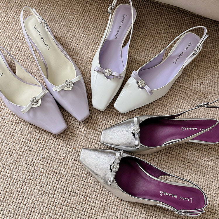 Karin Luna In Stock In Stock Sweet Bowknot Small Square Toe Chunky Heel Closed-toe Elegant Retro Sandals