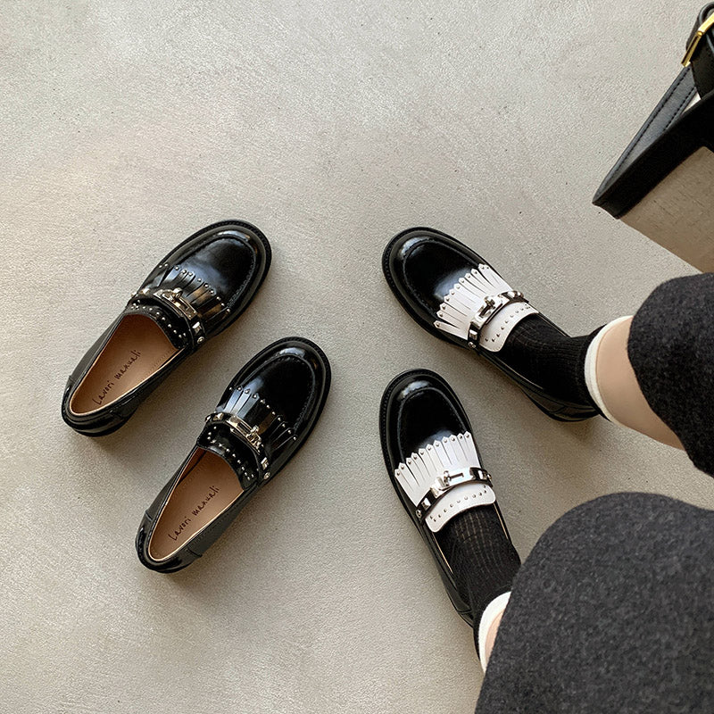 Karin Luna Casual Shoes Series~ Spot Goods Spot Goods Hot-selling Tassel Element Small Gold Buckle Single Shoes