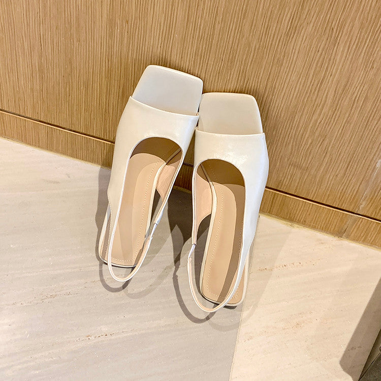 Karin Luna Classic Style Square Toe Open Toe French Retro Sandals