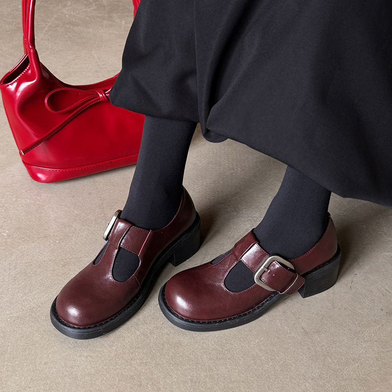 Karin Luna In Stock Spot Goods round Head t Round Toe British Style Single Shoes