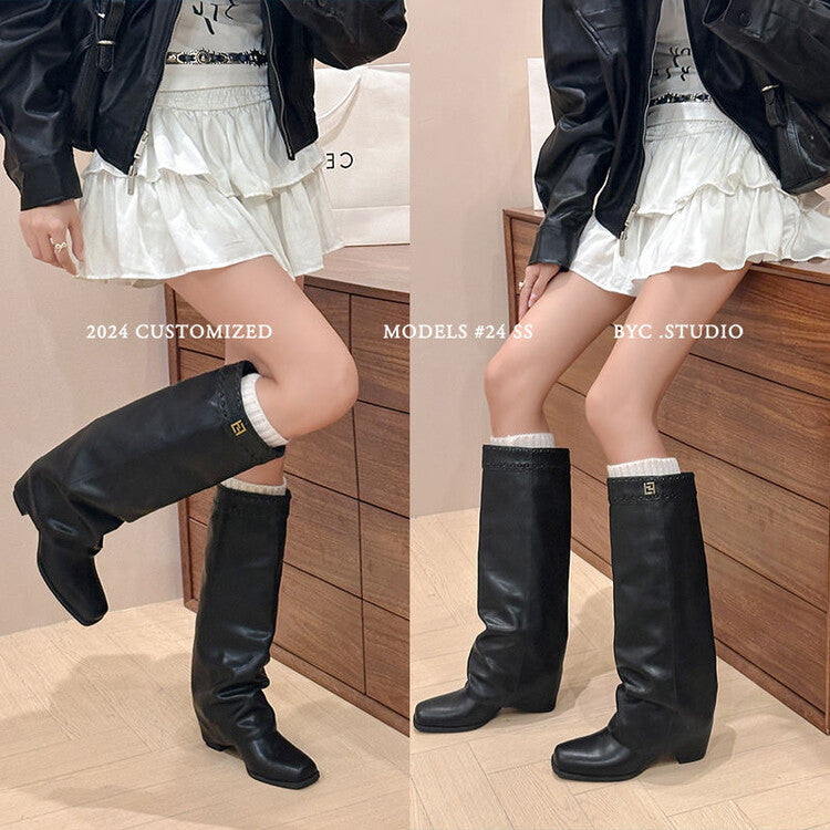 Karin Luna cool girl Stylish and Sweet Square-Toe Booties