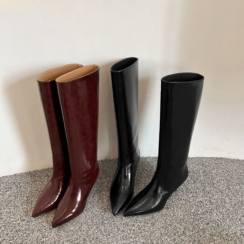 Karin Luna In Stock In Stock    Stunning Elegant Style Kitten Heel Straight Long Boots