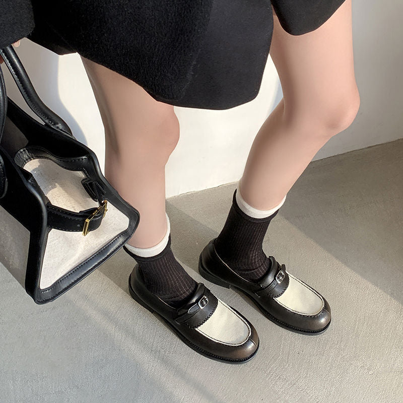 Karin Luna Casual Shoes Series~  In stock Classic color-blocking British style deep-mouth single shoes