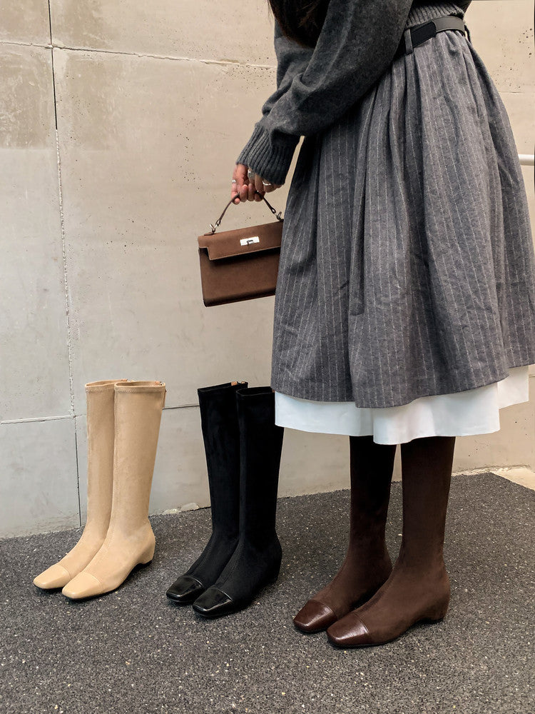Karin Luna In Stock In Stock Patchwork Long Boots Elegant Versatile