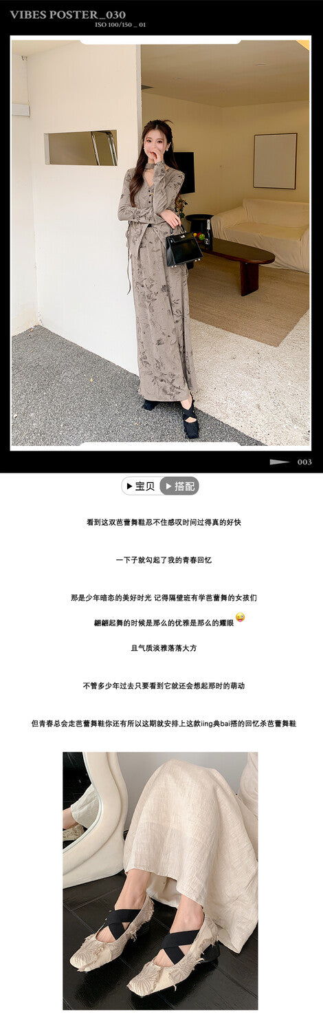 Karin Luna Chinese Pop is the Top Flow~ Orchid Pavilion Preface  New Chinese Style National Aesthetics Retro Cross Strap Mary Jane Shoes