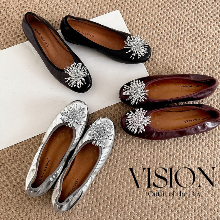 Karin Luna Full Leather Inside and Out~Gorgeous Fireworks Flat Granny Shoes