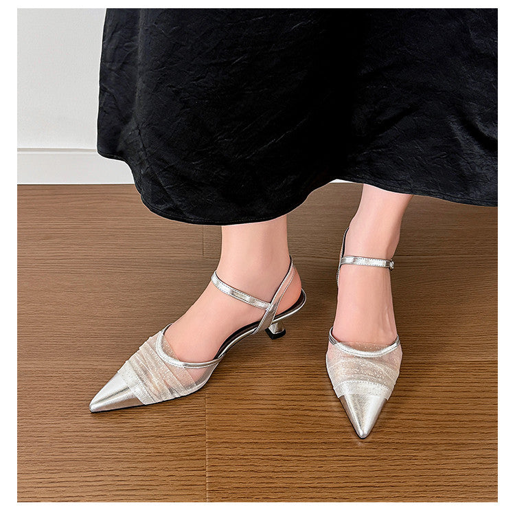 Karin Luna In Stock Spot Goods  Elegant Mesh Pointed Toe Sandals