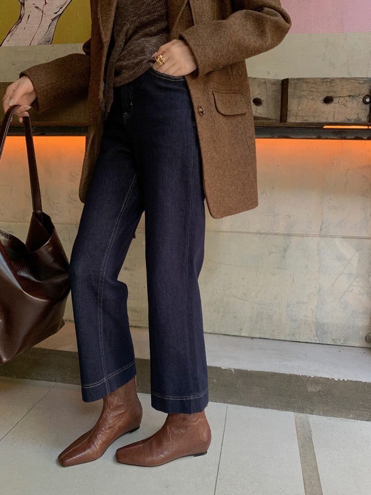 Karin Luna In Stock Spot Goods Slim Series  Hidden Wedge Small Square Toe Back Zipper Short Boots