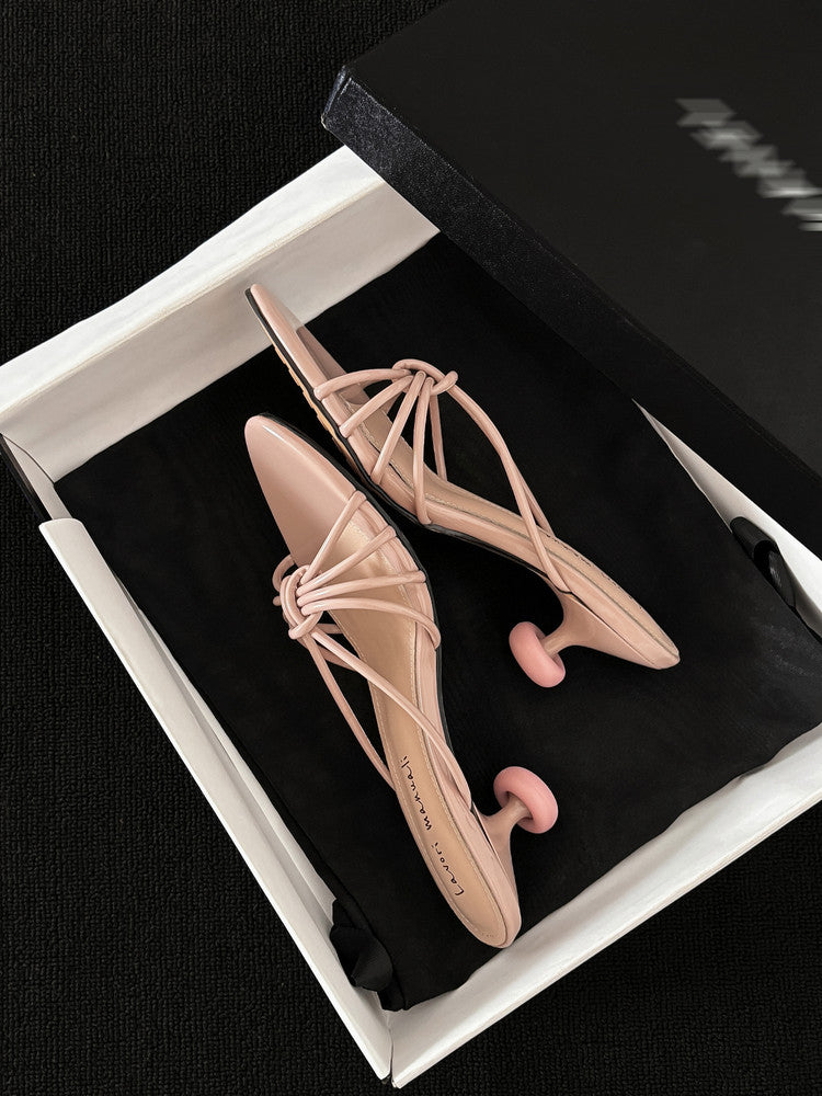 Karin Luna In Stock In Stock  In Stock Round Toe Cross Hollow Round Toe Stiletto Slippers