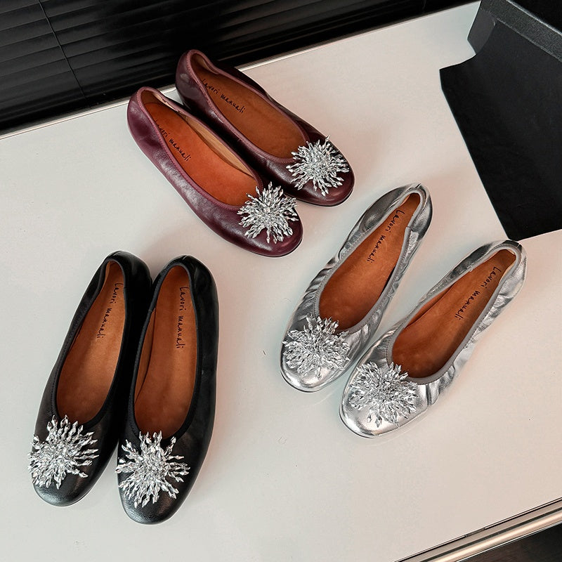 Karin Luna Full Leather Inside and Out~Gorgeous Fireworks Flat Granny Shoes