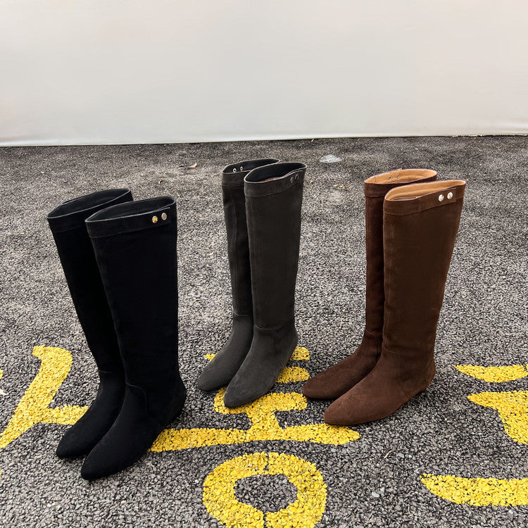 Karin Luna In Stock Spot Goods  Bestselling Suede Leather Sold Out Fast: Pile of Matte Inner Height-Increasing Western Boots