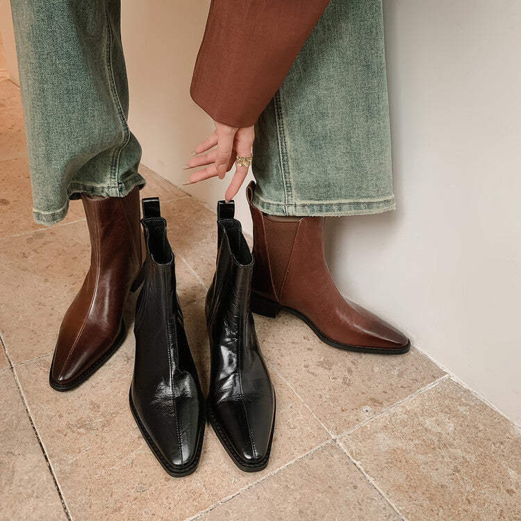 Karin Luna In Stock In stock   Classic first-layer cowhide Chelsea elastic ankle boots