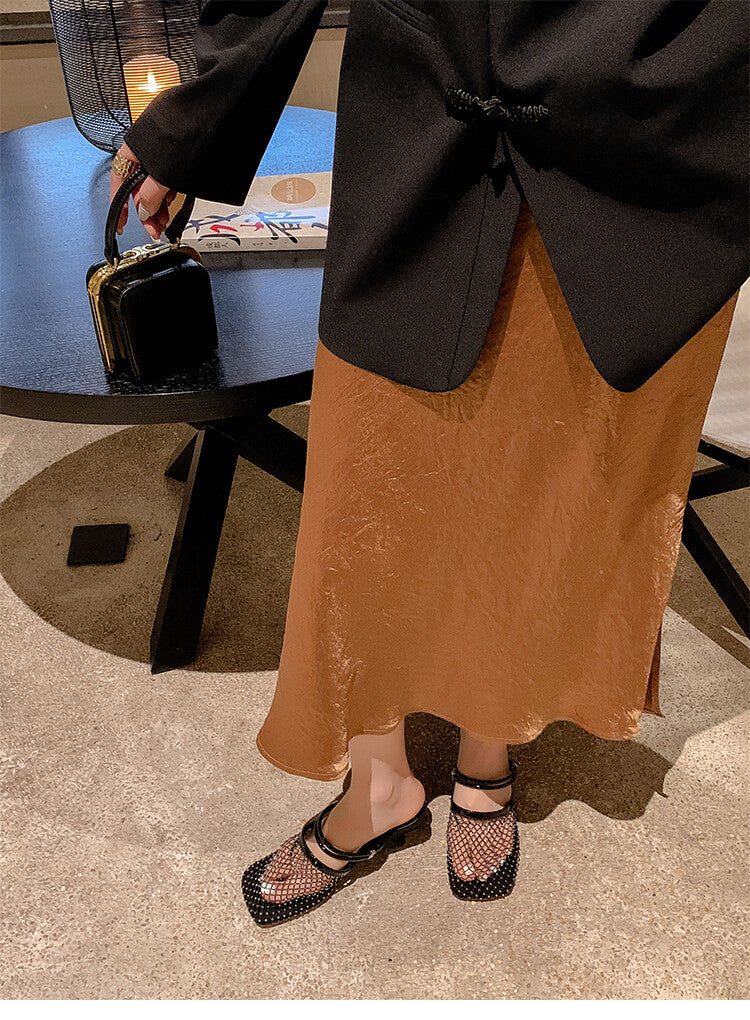 Karin Luna Highlights Fairness~In stock  Closed-Toe Diamond Mesh Unisex Convertible Sandals