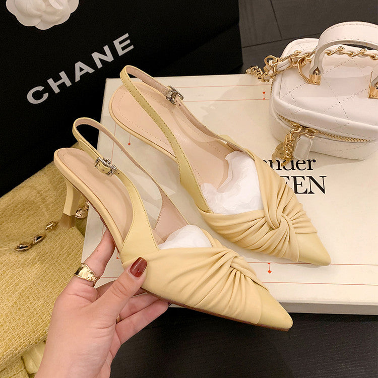 Karin Luna In Stock In Stock  Exquisite Pointed Toe Backless Closed-Toe Stiletto Sandals