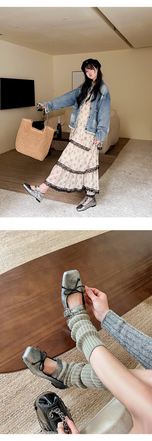 Karin Luna Future Sense silver~Spot Goods Spot Goods Hot-selling Bowknot Retro Belt Buckle Ballet Mary Jane Shoes