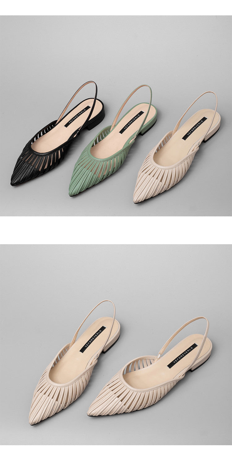 Karin Luna Bestseller Spot Goods French Retro Style Thin Strap Flat Heel Closed Toe Slippers