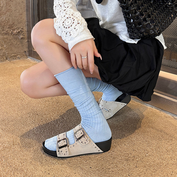 Karin Luna In Stock Spot Goods Casual Thick-Soled Belt Buckle Slippers