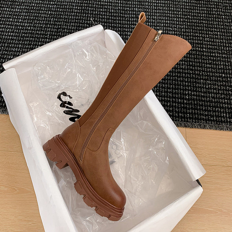 Karin Luna In Stock Versatile Irregular Stretch Fabric Long Boots