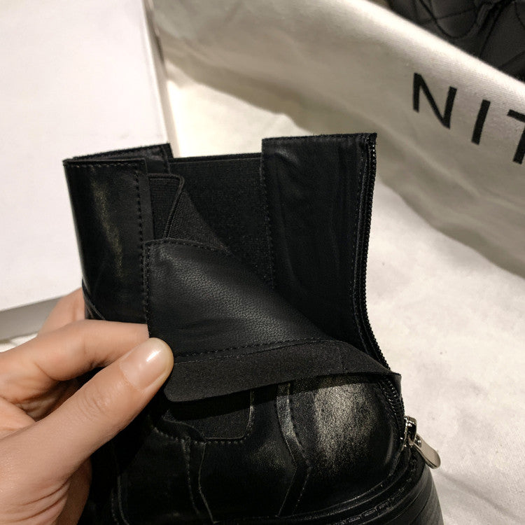 Karin Luna In Stock Spot Goods  Round Toe Stretch Round Toe Chelsea Short Boots