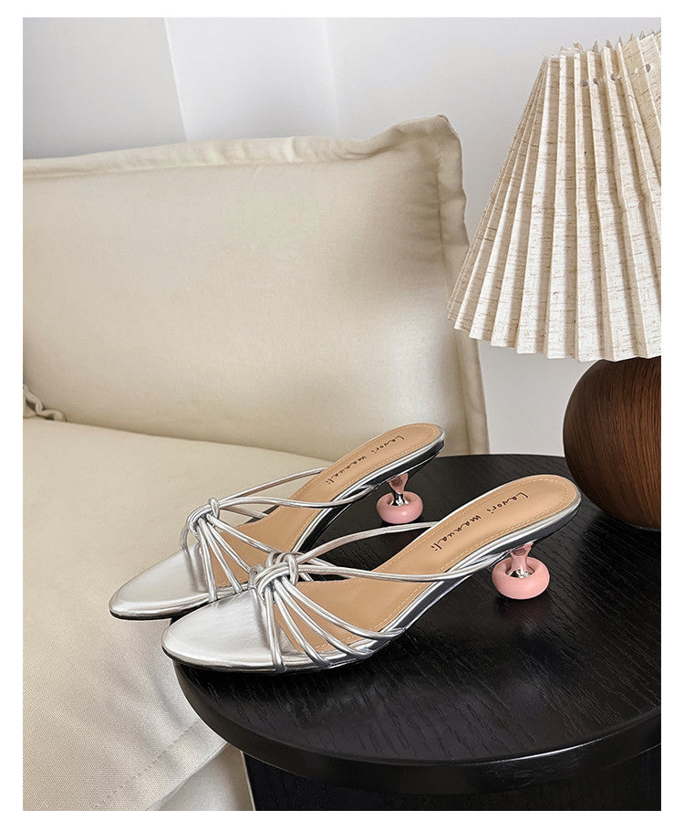 Karin Luna In Stock In Stock  In Stock Round Toe Cross Hollow Round Toe Stiletto Slippers