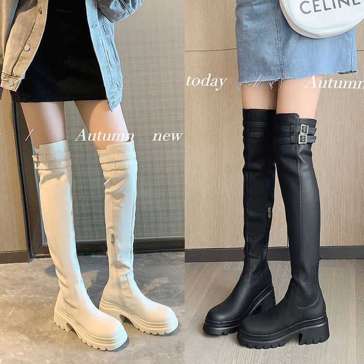 Karin Luna In Stock is the Way to Go！ Basic Thick-Soled Over-the-Knee Boots Super Soft Sheepskin Classic