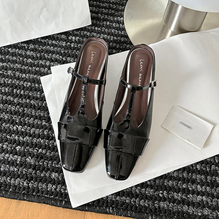 Karin Luna In Stock Spot Goods  t Square-Toed Full Leather Basic Slippers