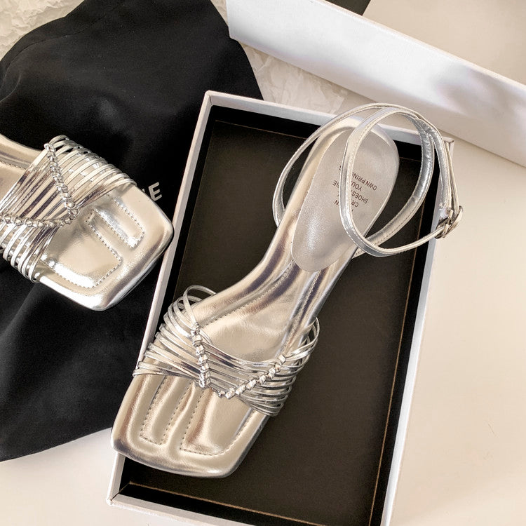 Karin Luna Data Hot Item  Comes with data plan included Hand-woven Square Toe Sofa Insoles Irregular Heel Sandals