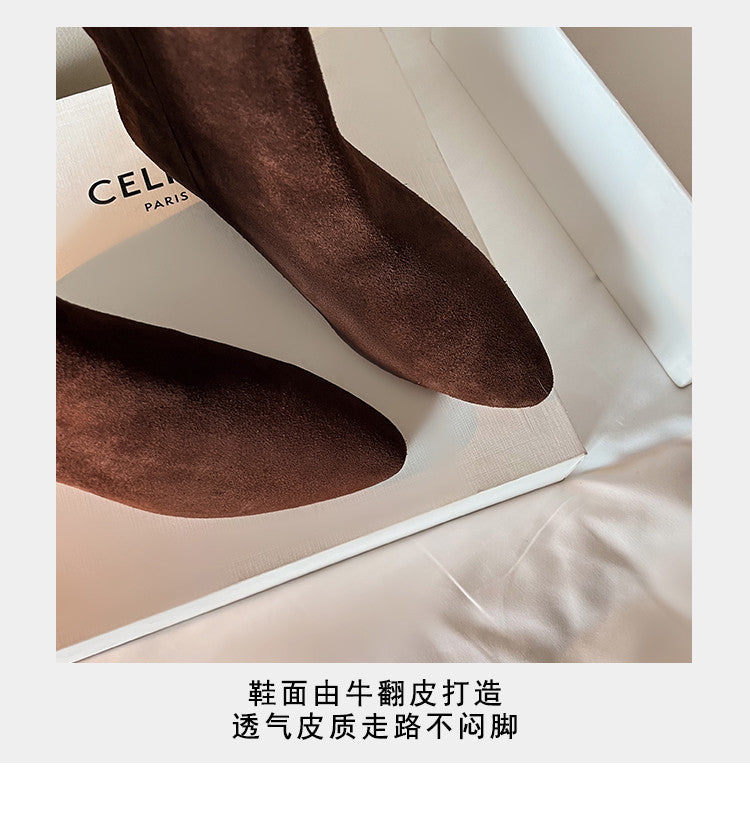 Karin Luna In Stock Spot Goods Tassel Square Toe Hidden Wedge Short Boots