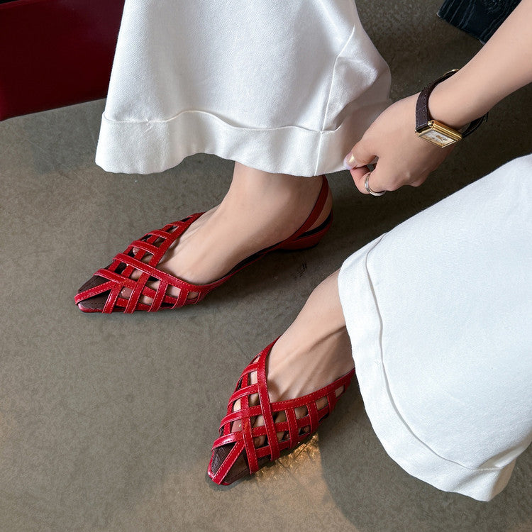 Karin Luna Braided Style ~Cross-woven Pointed Toe Closed-toe Sandals