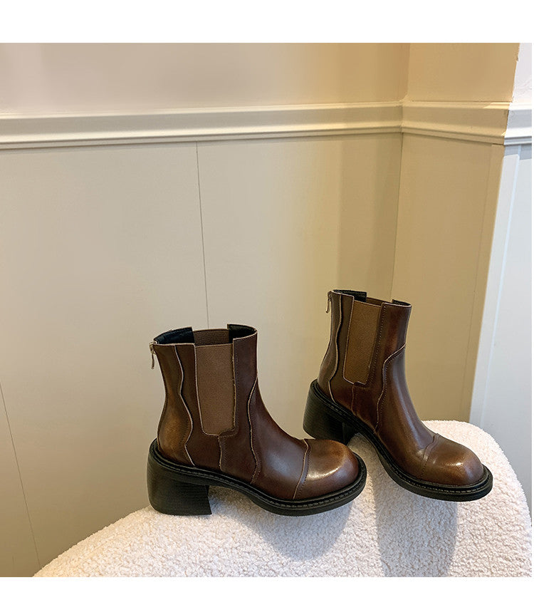 Karin Luna In Stock Spot Goods  Round Toe Stretch Round Toe Chelsea Short Boots