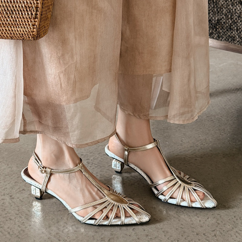 Karin Luna In Stock Spot Goods Open-toe French Style Metal Heel Sandals