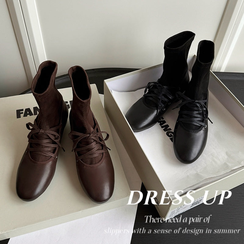 Karin Luna Round Toe Internal Height Increase Lace-up Ankle Boots