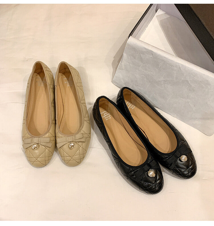 Karin Luna In Stock Spot Goods  Dior's popular retro flat rhombus-pattern granny shoes First Layer Sheepskin Full leather inside and out