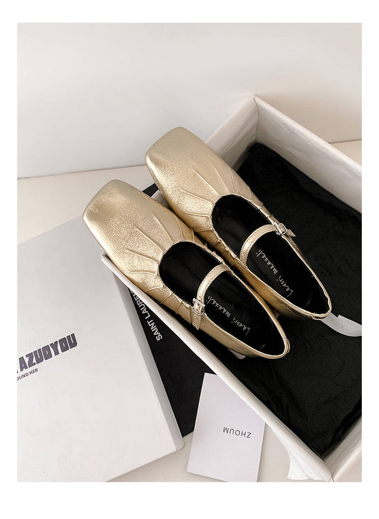Karin Luna In Stock Spot Goods  Vintage Wrinkled One-Strap Granny Flats