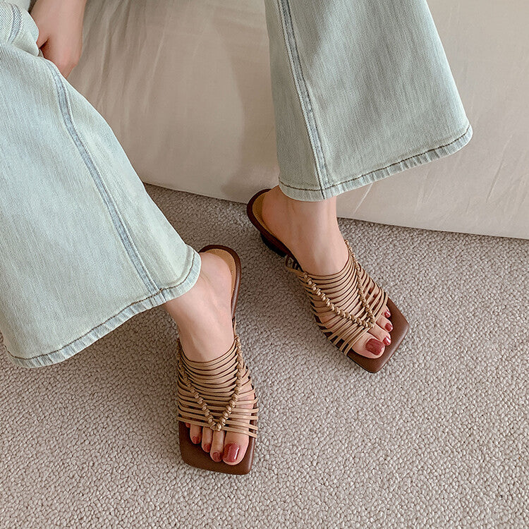Karin Luna Handwoven  Elegant High Heels Square Toe Data Hot Sale！
