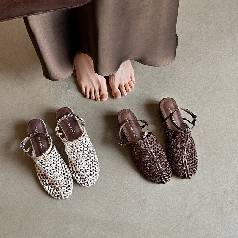 Karin Luna In Stock Spot Goods  Resort Style Series~Casual woven closed-toe flat sandals