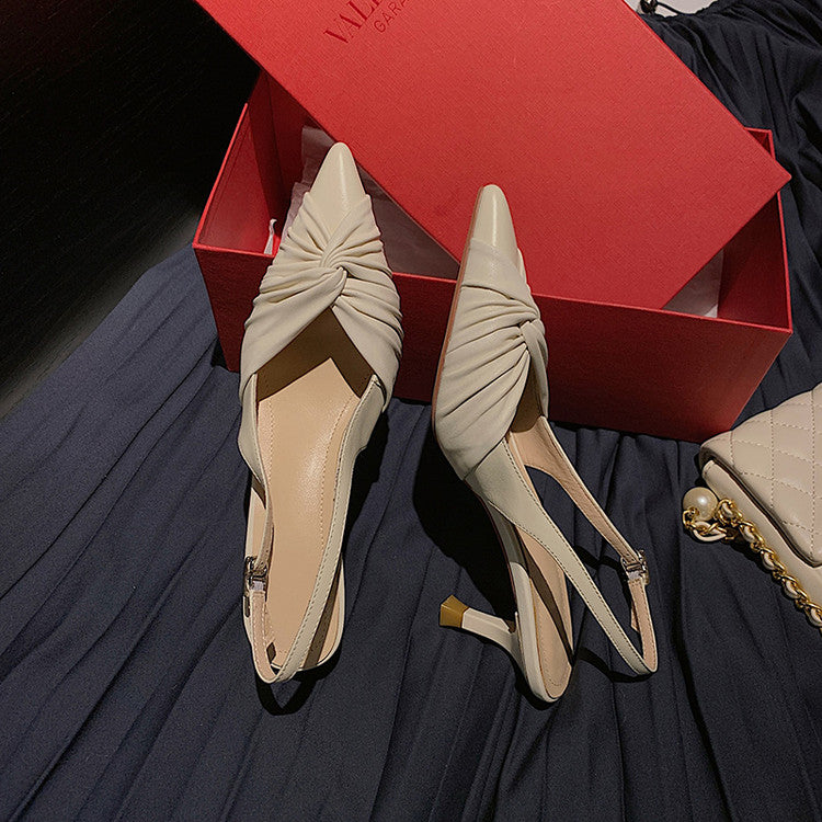 Karin Luna In Stock In Stock  Exquisite Pointed Toe Backless Closed-Toe Stiletto Sandals