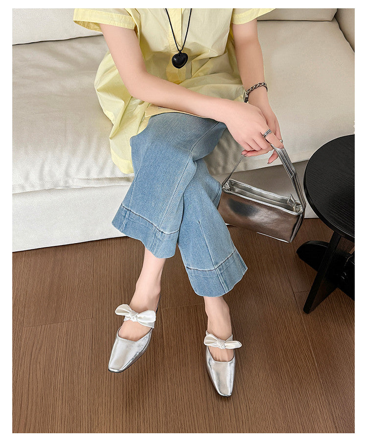 Karin Luna In Stock In Stock  Fluffy feel Bowknot Closed-Toe Slippers
