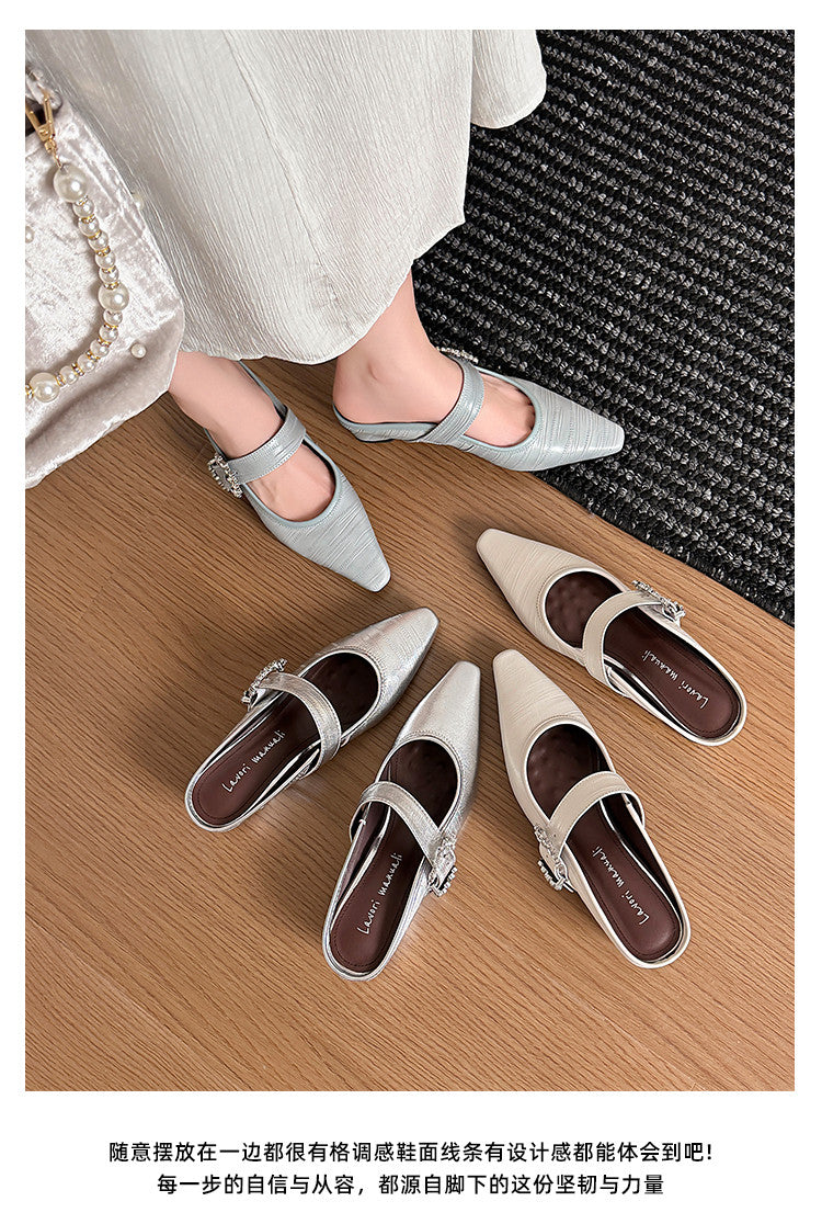 Karin Luna In Stock Spot Goods Full Layer Rhinestone Exquisite Closed-Toe Slippers