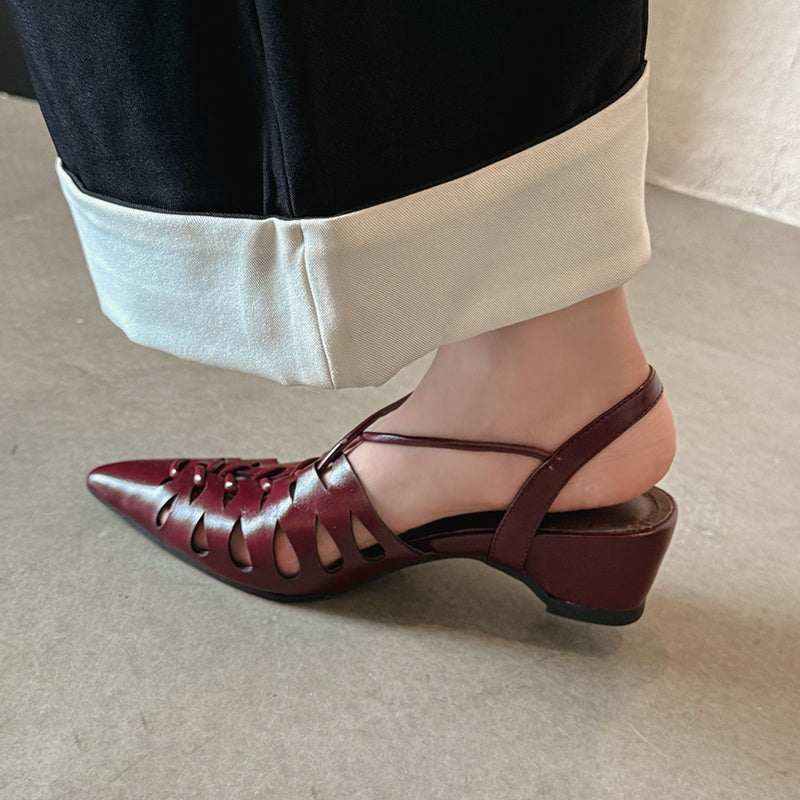 Karin Luna Braided Style ~Cross-woven Pointed Toe Closed-toe Sandals