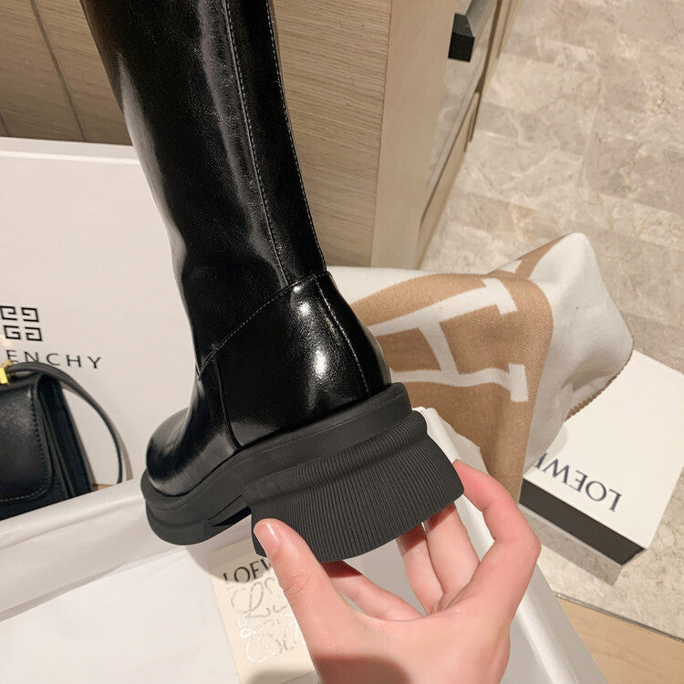 Karin Luna In Stock Spot Goods  Always in stock  Classic Basic Style Round Toe Thick Sole Knight Boots
