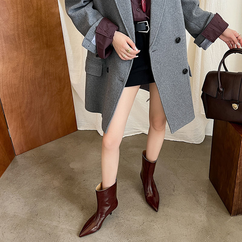 Karin Luna In Stock Spot Goods Minimalist Tube Kitten Heel Short Boots