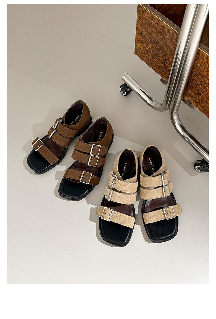 Karin Luna In Stock Spot Goods   Casual Belt Buckle Thick-soled Versatile Sandals