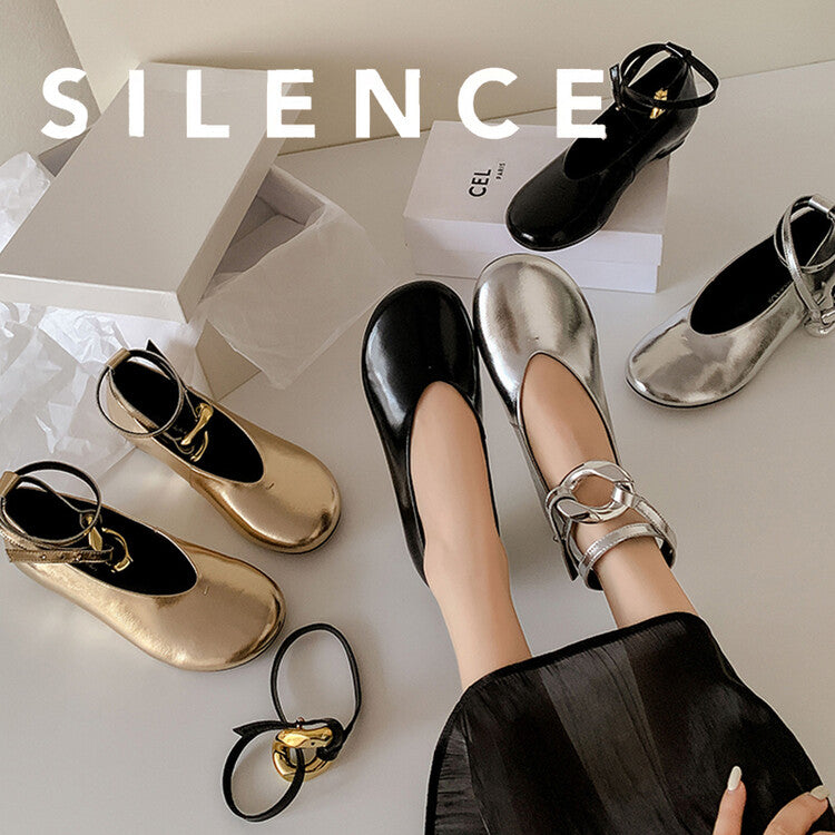 Karin Luna In Stock Large Stock Main Promotion  Two-Way Wear Height-Increasing Retro Gold Buckle Mary Jane Shoes
