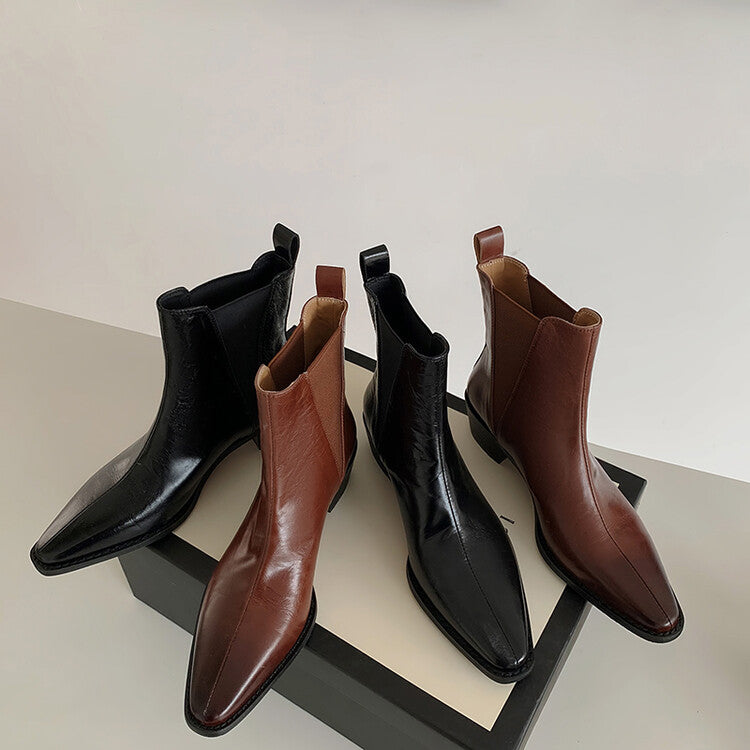 Karin Luna In Stock In stock   Classic first-layer cowhide Chelsea elastic ankle boots